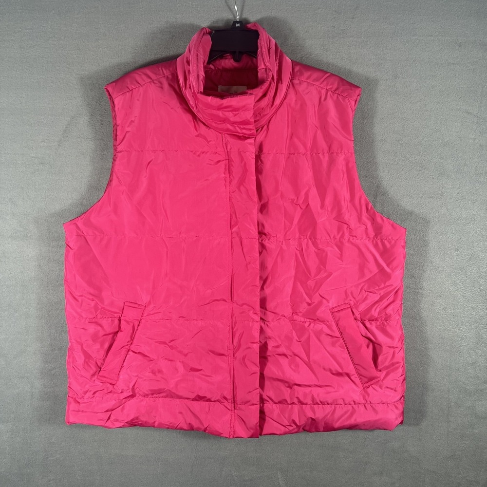 Sabrina Lauren New York Women's 2X Hot‎ Pink Puffer Vest Full Zip Sleeveless